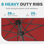 MEWAY 12ft Patio Umbrella Outdoor Table Umbrellas with Crank, Market Umbrella 8 Sturdy Ribs for Deck, Garden, Pool and Backyard, Red