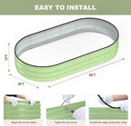 Raised Garden Bed, 6x3x1ft Galvanized Outdoor Planter Beds with Safety Edging and Gloves, Oval Metal Planter Box for Gardening Vegetables Flowers Herb-Green