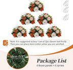 Artificial Flowers Terracotta Silk Rose Balls for Centerpieces, 3-in-1
