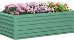 Outsunny Galvanized Raised Garden Bed Kit with Reinforcing Bars, Large and Tall Metal Planter Box for Vegetables, Flowers and Herbs, 6' x 3' x 2', Light Green
