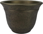 The HC Companies Sierra Round Self-Watering Pot - Lightweight Plastic Planter for Herbs & More - Durable Plant Pots for Indoor Plants & Outdoor Plants (7.5” Celtic Bronze, Pack of 1)