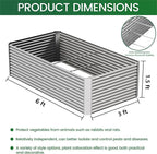 FRIZIONE 2pcs Tall 6x3x1.5ft Galvanized Raised Garden Bed Outdoor,Steel Garden Bed for Vegetables,Above Ground Garden Box for Flower,Metal Raised Beds for Gardening