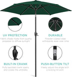 Best Choice Products 7.5ft Heavy-Duty Round Outdoor Market Table Patio Umbrella w/Steel Pole, Push Button Tilt, Easy Crank Lift - Green