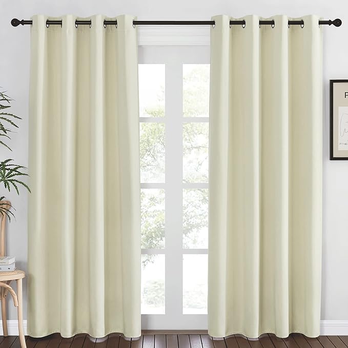 Blackout Living Room Curtain 84 inches – Beige, W52 x L84, 1 Panel