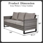 Belord 6 Piece Outdoor Furniture Patio Wicker Sofa Set, Oversize Outdoor Dining Chairs with Rattan Ottomans, Conversation Sets Patio Furniture Come with Removable Washable