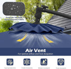 Tangkula 10ft Solar LED Patio Umbrella with Base, Offset Cantilever Outdoor Umbrella with 32 LED Lights, Infinite Tilt, 360 Degree Rotation, Crank Handle for Pool Deck Garden Backyard (Navy)