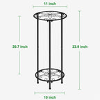 CASIMR Plant Stand Indoor Outdoor, Metal Rustproof Flower Shelf 2 Tier 23.9 inch, Tall Multiple Plant Pot Holder Rack for Garden Patio Living Room Corner Balcony, Black