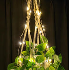 Comtelek Fake Hanging Plants with Lights Artificial Plants for Home Decor Macrame Plant Hanger with Fake Vines Faux Hanging Planter for Wall Ceiling Bedroom Bathroom Kitchen Office Boho Decor Indoor
