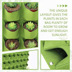 LITLANDSTAR 18 Pockets Hanging Grow Bags, 2 Pack Horizontal Wall Planter Plant Grow Bags Outdoor Indoor Hanging Planter for Balcony/Railing/Fence/Yard/Garden/Home Decoration, Green