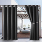 DIVA EN CAMINO DEC Outdoor Patio Curtain Waterproof Darkening Thermal Insulated Indoor Curtains for Bedroom, Porch, Living Room, Pergola, Cabana, W52 x L132, Dark Gray, Set of 2 Panels