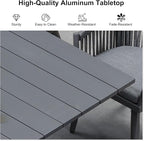 PURPLE LEAF 9 Piece Longer Patio Dining Set with Outdoor Aluminium Dining Table and Woven Chairs Modern Metal Furniture Cushions Sets for Garden Yard Indoor Decor Kitchen Gray