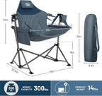 TIMBER RIDGE Hammock Camping Chair with Adjustable Backrest, Heavy Duty Folding Hammock Chair Supports 300lbs, Portable Hammock Chair for Camping, Travelling and Patio, Blue 2 Pack