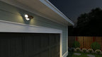 Lithonia Lighting HomeGuard 2-Light LED Outdoor Flood Lights, Motion Sensor Outdoor Lights with Dusk to Dawn, Adjustable Lumens and Color, Round Heads, Dark Bronze (HGX LED 2RH ALO SWW2 120 PIR DDB)