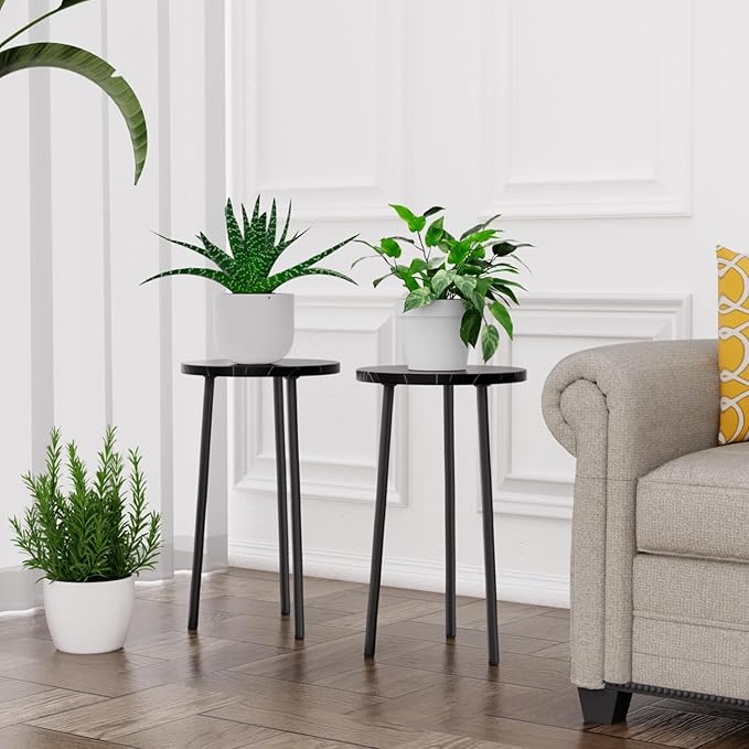 Plant Stand Indoor 2 Pack: Tall Plant Stand 20 Inch Convertible Multi-purpose Flowers Holder - Small Round Side End Table Mid Century Modern Decor - Plant Table for Home Decor
