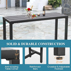 Outdoor Bar Table, Patio Console Pub Height Tables with Powder Coated Steel Frame, Weather Resistant Waterproof Top for Hot Tub, Balcony, Garden, Yard, Poolside (Black, 55" Bar Table)