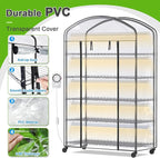 Abimars 5-Tier Greenhouse with Grow Light, Shelf Height Adjustable Metal Plant Shelf with PVC Cover and Wheels, Includes 5-Pack 2900K Full Spectrum Plant Lights, 21x49x80inch