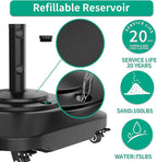 Umbrella Base with 5 Wheels, Upgraded 145lb Umbrella Stand Base, Heavy Duty & Windproof, Fillable Umbrella Base Mobile Umbrella Outdoor for Patio, Deck, Poolside, Lawn, Fits Most Sized Umbrellas