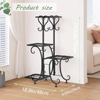 Plant Stand Indoor Outdoor Shelf 4Tier Metal Holder Pot Rack Multiple Plants Stand Tall Flower Shelf Corner Living Room Garden,Black (Black, 4 Pots)