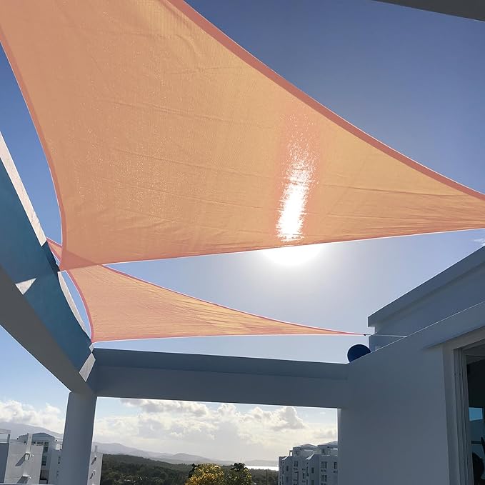 SUNNY GUARD Custom Size 5'x5'x7.1' Peach Fuzz Sun Shade Sail Right Triangle UV Block Shade for Backyard Yard Patio Deck Garden(Customized)