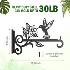 4-Pack Aesthetic Plant Hangers Outdoor – 10 Inch Metal Hanging Plant Bracket with Beautiful Hummingbird Pattern – Anti Rust Plant Hooks for Hanging Plants, Bird Feeder, Windchime, Lantern