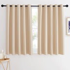 NICETOWN Bedroom Blackout Window Curtain 54 inches Length - Window Treatment Thermal Insulated Solid Grommet Room Darkening Drape for Bedroom (Biscotti Beige, 1 Panel, W66 x L54)
