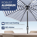 Tempera Patio Market Outdoor Table Umbrella with Auto Tilt and Crank, Large Sun Umbrella with Sturdy Pole & Fade Resistant Canopy, Easy to Set