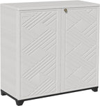 ADDOK Indoor Outdoor Plastic Storage Cabinet 34"x15"x34" with 1 Shelf, Outdoor Storage Shed for Living Room, Hallway, Balcony, Garage, Garden, Backyard-White
