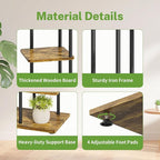 iDavosic.ly 6 Tier Tall Plant Stand Indoor, Tiered Corner Metal Wood Multiple Flower Holder Shelf, 50 Inch Orchid Display Rack for Patio Porch Living Room Balcony Outdoor, Modern Black & Rustic Brown