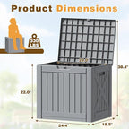 Flamaker Resin Deck Box 40 Gallon Waterproof Outdoor Indoor Storage Box Imitation Wood Resin for Patio Furniture Garden Tools and Pool (Gray)