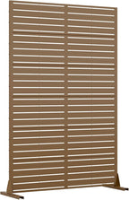 Casaphoria Metal Privacy Screen Outdoor, 72" H x 47" W Freestanding Decorative Privacy Screen for Patio Deck Balcony Garden with Stable Base, Brown-Louvered