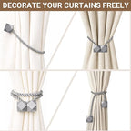 Hion Magnetic Curtain Tiebacks Grey 6 Pack, Curtain Tiebacks Buckles Holdbacks Holders Hooks Clip for Home Bedroom Office Decorative Thick or Thin Curtain