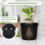 GREANER Nursery Pots, 1 Gallon Durable Flower Pots with Drainage Holes, Plant Containers for Flower, Seed, Tree, Tomato-Black (15PCS)
