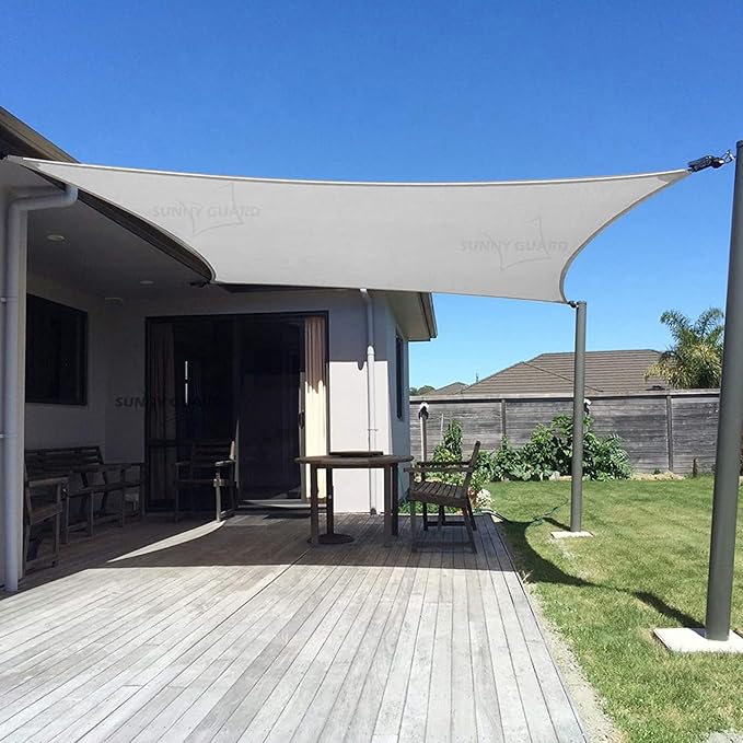 SUNNY GUARD Custom Size 16'x24' Silver Grey Sun Shade Sail Rectangle UV Block Shade for Backyard Yard Patio Deck Garden(Customized)