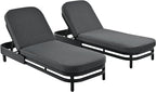 LUMISOL Outdoor Lounge Chair Set of 2, Modern Aluminum Chaise Loungers with Premium Cushions, 5-Level Reclining Chairs for Patio, Poolside, Garden, Grey Cushions