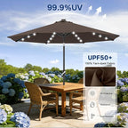 ABCCANOPY Durable Solar Led Patio Umbrellas with 32LED Lights 11FT (Brown)