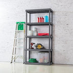 Sterilite 4-Pack 5 Shelf Unit, Heavy-Duty Shelving Storage Rack for Home and Garage, Gray - Multipurpose Plastic Organizer Shelves for Smart Organization