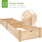 Best Choice Products 8x2ft Outdoor Wooden Raised Garden Bed Planter for Vegetables, Grass, Lawn, Yard - Natural