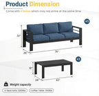 Solaste Aluminum Patio Furniture Set for All Weather, Oversized Metal Outdoor Furniture Set with 27.5" Deep Seating and 3.2" Wide Armrest, Outdoor Patio Sofa with 10" Back Suport Cushion