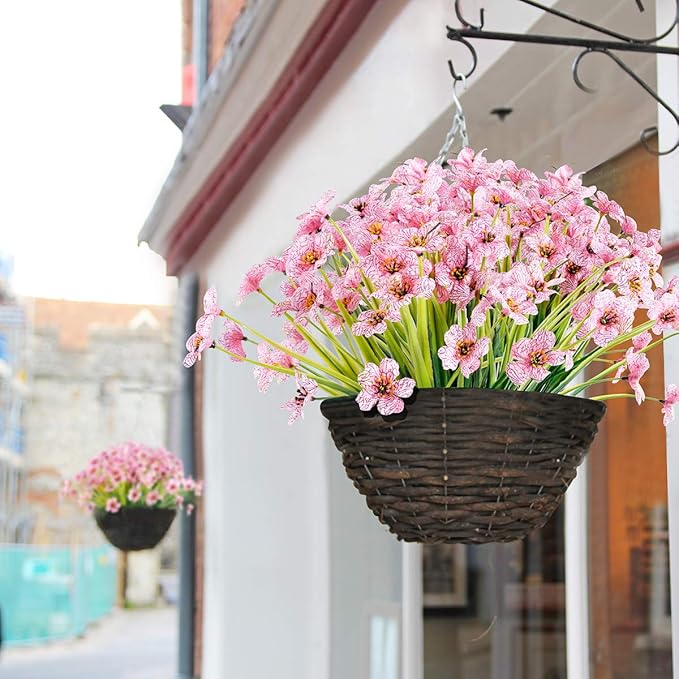 Artificial Plants Greenery for Outdoor Use, 30 Pink UV Resistant Bundles