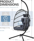 Hammock Chair with Stand, Cushion and 350 lb Capacity, Dark Grey