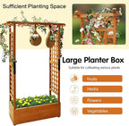 Raised Garden Bed with Wood Trellis Set of 2 Outdoor Planter Box for Tomatoes Climbing Vegetables Herbs Flowers Patio Pots Tall Hanging Roof 2 Drainage Holes Orange, 42.5" L x 17.3" W x 66.1" H