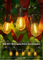 Brightown Outdoor String Lights 190FT with 60+2 Shatterproof Edison Bulbs, Waterproof Hanging Patio Lights Outside for Backyard Deck Garden Party Xmas Decor, 2700K