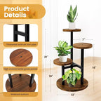 GEEBOBO 3 Tier Plant Stand Indoor, Metal Wood Plant Stands For Indoor Plants Multiple, Corner Tiered Flower Plants Shelf Stand for Living Room Bedroom, Brown