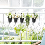 Dahey 5 Pcs Hanging Flower Pots 4 Inches Metal Iron Bucket Outdoor Planter for Railing Fence Balcony Garden Home Decoration Flower Holders with Detachable Hooks, Black