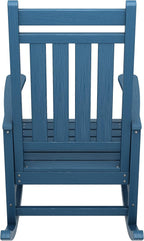 SERWALL Oversized Rocking Chair, Outdoor Rocking Chair for Adults, All Weather Resistant Porch Rocker for Lawn Garden, Blue