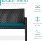 Conversation Set, 4-Piece Wicker Patio Set with Table, Black/Peacock