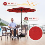 Abba Patio 11FT Lyon Outdoor Patio Umbrella Outdoor Table Umbrella with Push Button Tilt and Crank Market Umbrella 8 Sturdy Ribs UV Protection Waterproof for Garden Deck Backyard Pool Dark Red