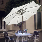 Blissun 9 ft Solar Umbrella, 32 LED Lighted Patio Umbrella, Table Market Umbrella, Outdoor Umbrella for Garden, Deck, Backyard, Pool and Beach (Creamy White)