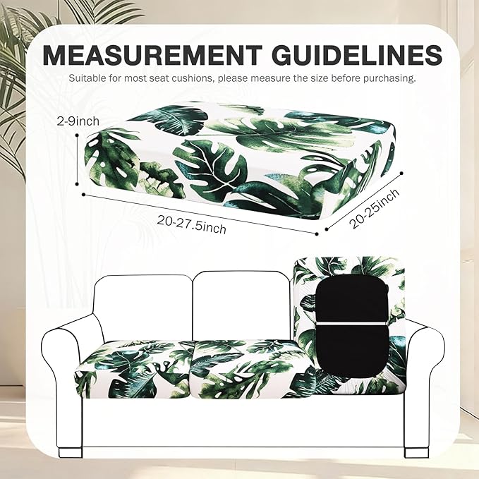 Cushion Covers for Patio Chairs, 4-Piece Set, Monstera Deliciosa