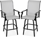 Best Choice Products Set of 2 Swivel Barstools, Bar Height Outdoor Chairs, 360 Rotating Patio Bar Stools w/All-Weather Mesh, 300lb Capacity - Gray